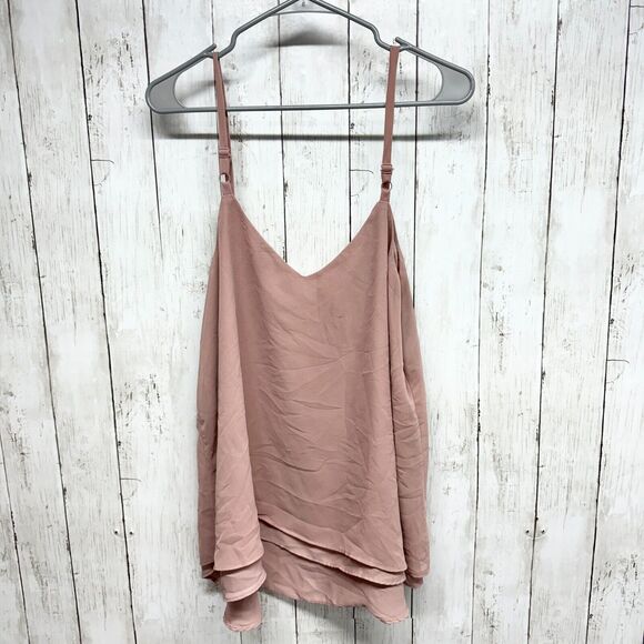 Torrid Women's Plus M/L Blouse Top Sleeveless Pink Solid Polyester V-Neck - Picture 3 of 3